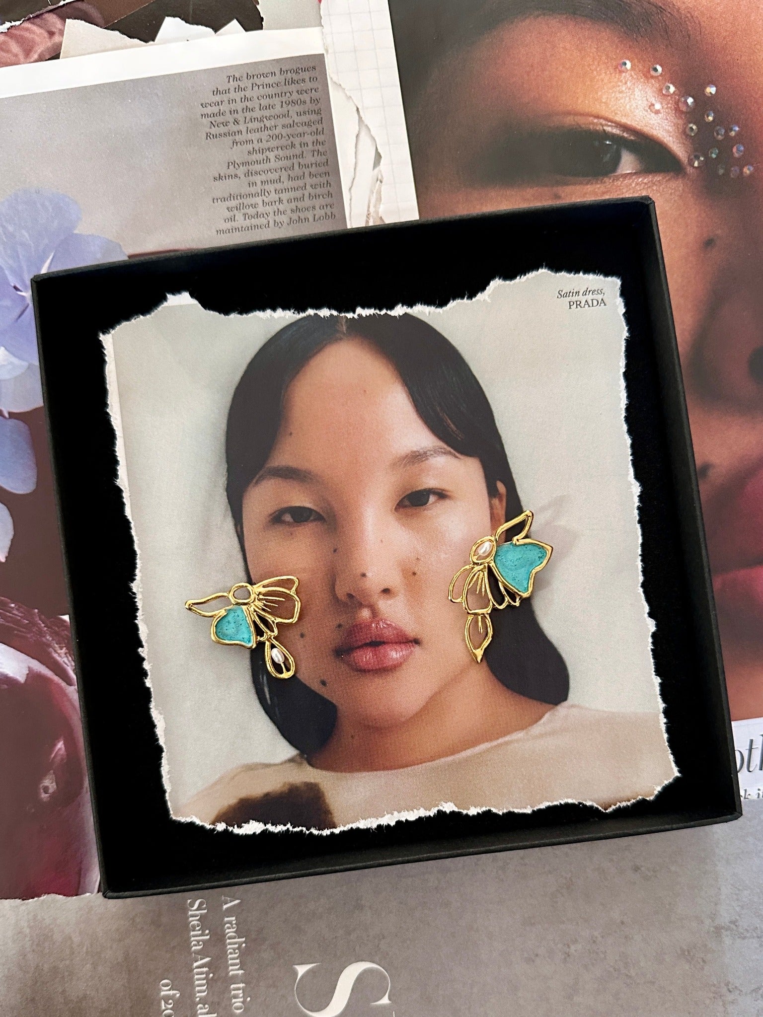 The Night Blossom Earrings in Green
