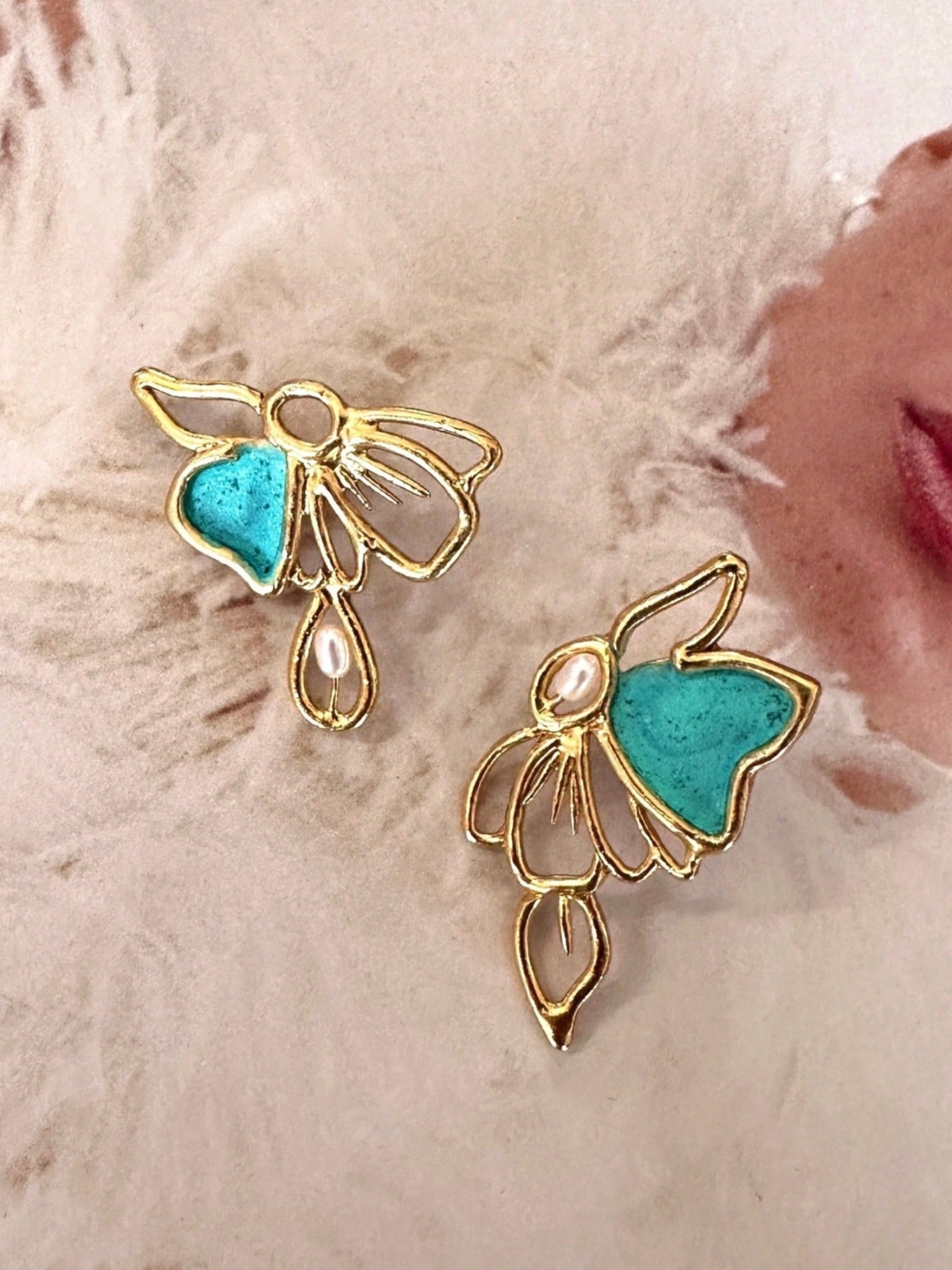 The Night Blossom Earrings in Green