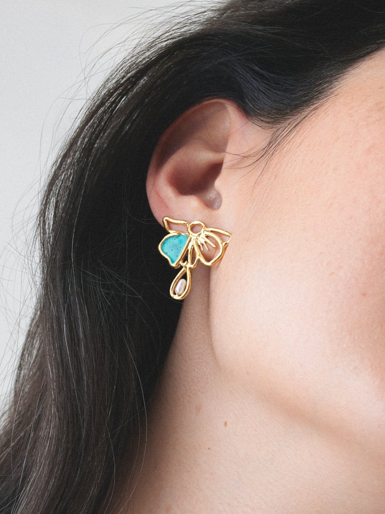 The Night Blossom Earrings in Green