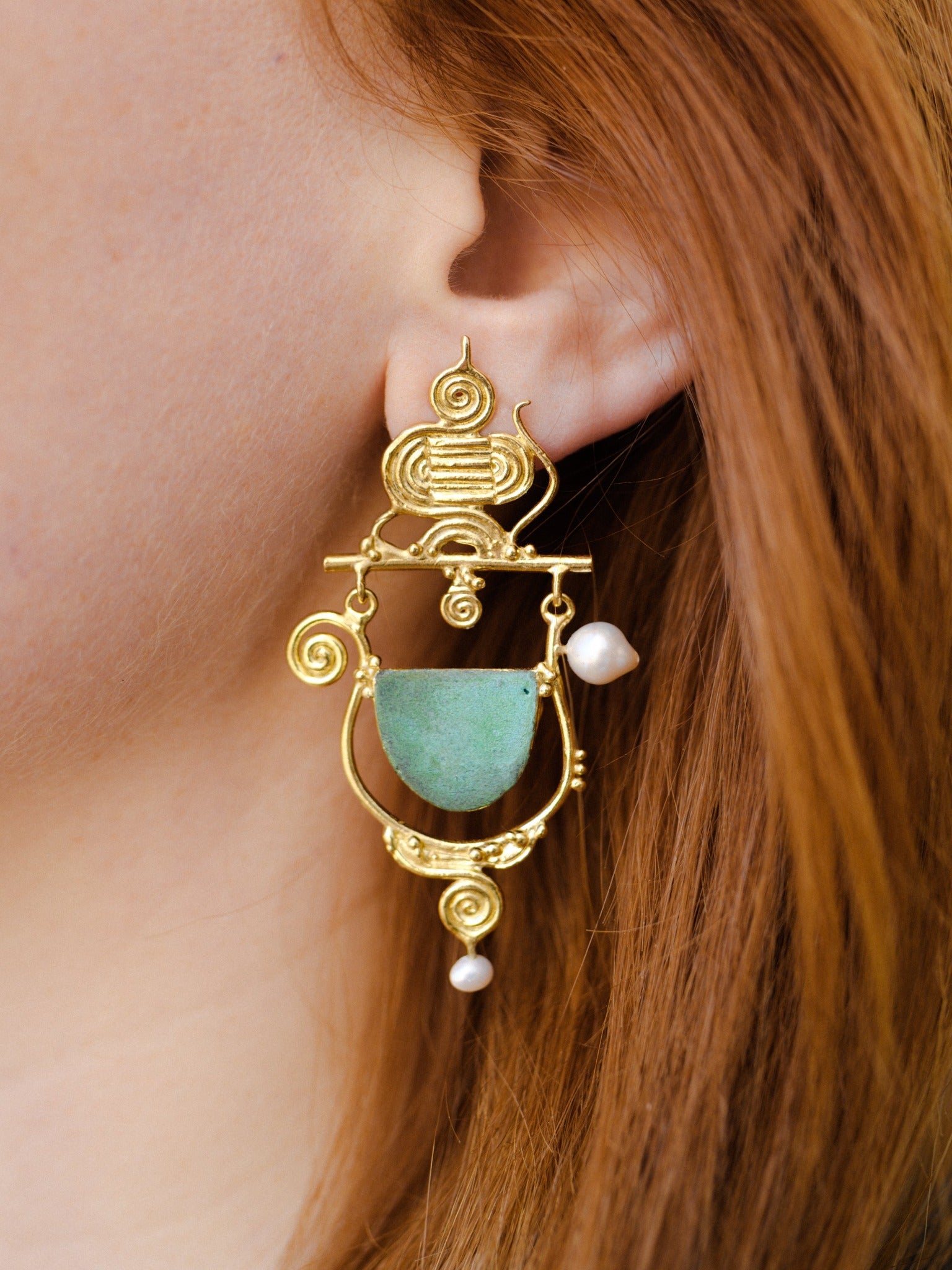 The Foxfire Earrings in Tiffany Green