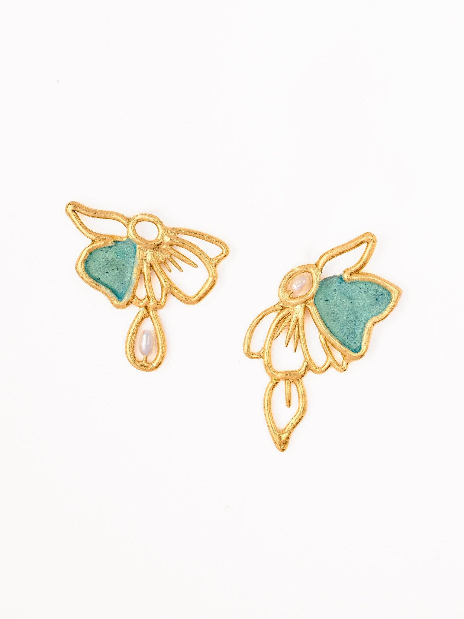 The Night Blossom Earrings in Green