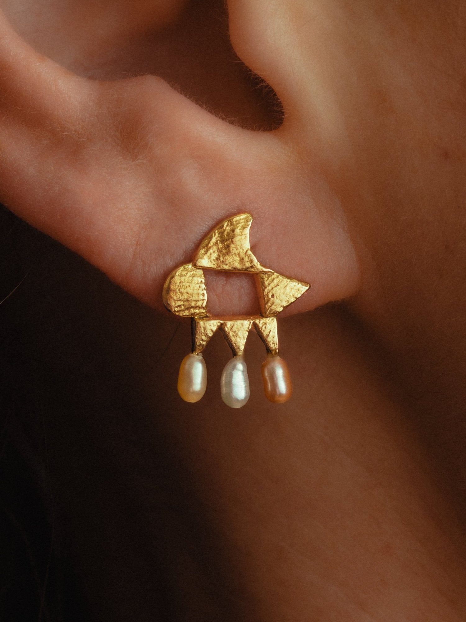 The Tri Ballet Studs - 24k Gold Plated