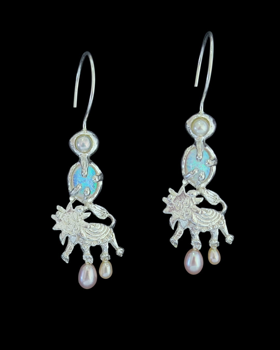 The Lion's Flame Earrings - Silver