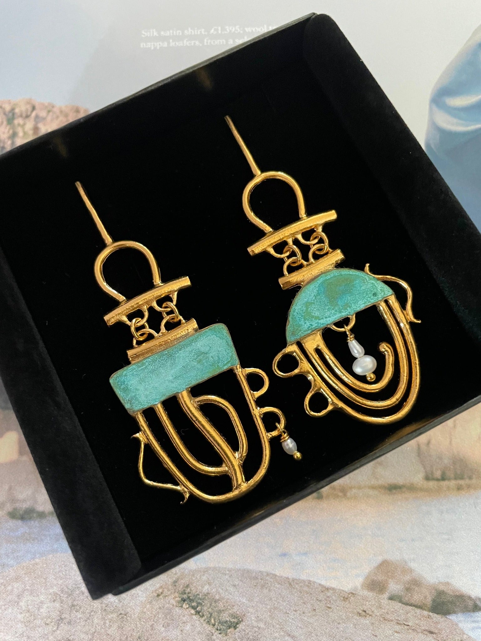 The Gia Vase Earrings in Tiffany Green